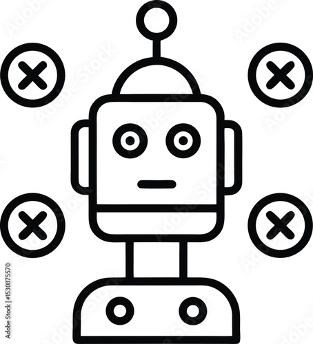Vector Chatbot with Checkmark and Cross Response Vector Line art illustration