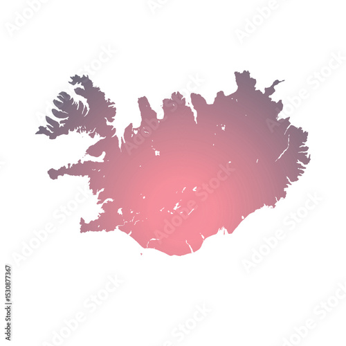 Map of Iceland, sign silhouette. World Map Globe. Vector Illustration isolated on transparent background. Europe continent.