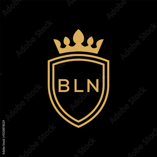 "Luxury Royal Shield Logo with Crown and BLM Lettermark – Premium Monogram Design for Branding and Identity"	
