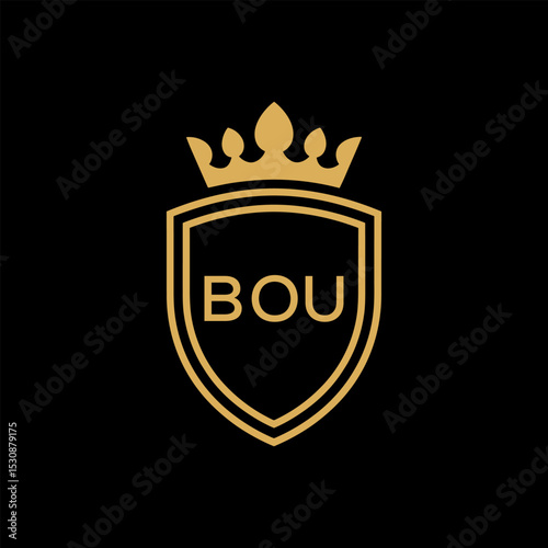 Initial BOU Letter Linked Logo for business and company identity. Modern BOU Letter Logo Vector Template with modern trendy golden logo.
