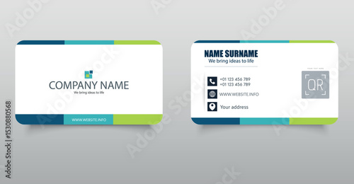 Corporate business card design. Personal visit design. Vector graphics.