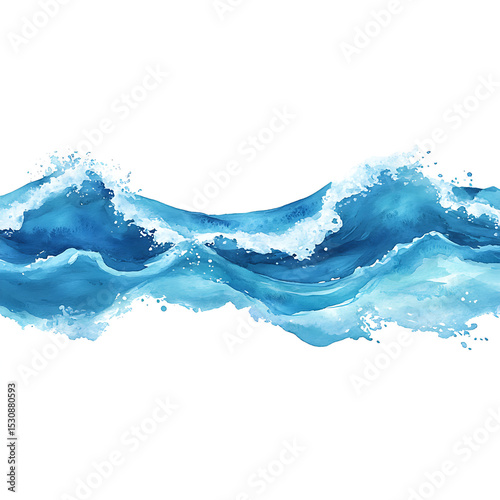watercolor of ocean waves on transparent background PNG