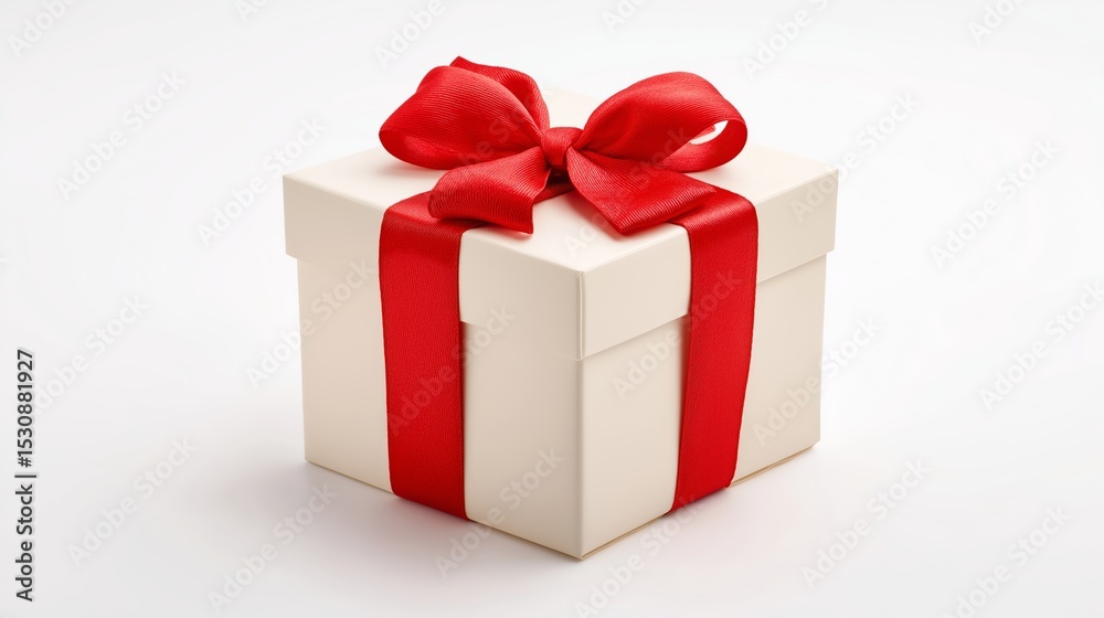 Obraz premium Gift box with red bow isolated white background.