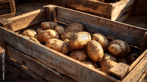 Potato in Wooden Crate