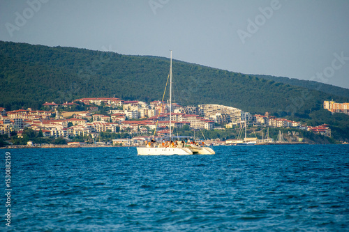 a maxi catamaran in the sea in Bulgaria