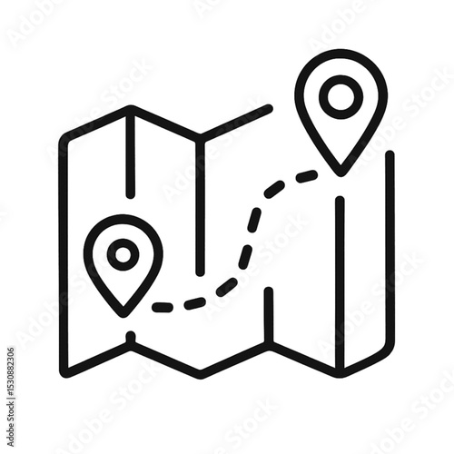 Route Map logistics icon with transparent background 