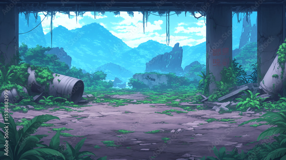 Fototapeta premium Tranquil Abandoned Jungle Landscape