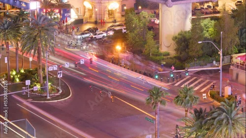  Las Vegas Blvd and Paris Dr. intersection at night, time lapse