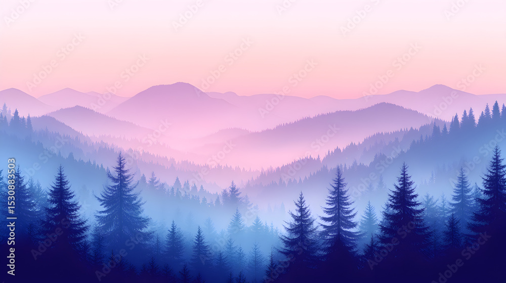 Obraz premium Mountain range pine forest landscape