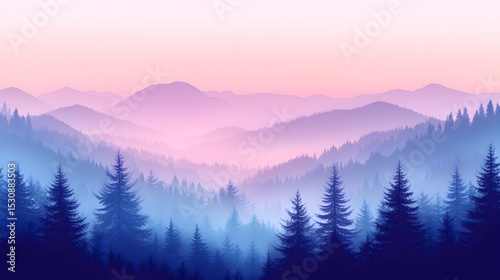 Mountain range pine forest landscape