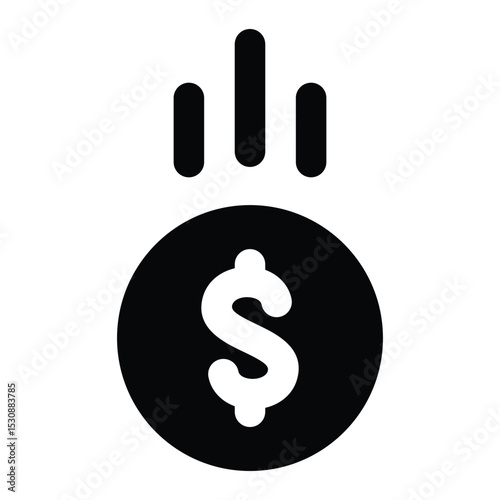Simple Financial Drop glyph icon. The icon can be used for websites, print templates, presentation templates, illustrations, etc	
