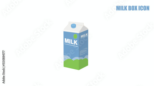 Milk Box Color Icon. Vector editable flat illustration of a box of milk