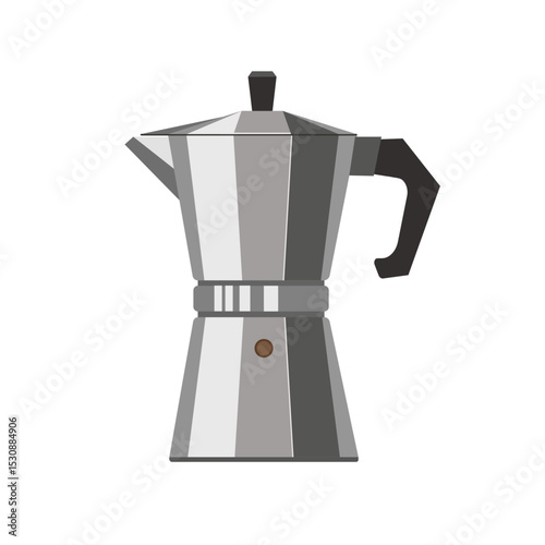 Italian Moka Coffee Maker in Flat Style, Classic Espresso Pot Illustration

