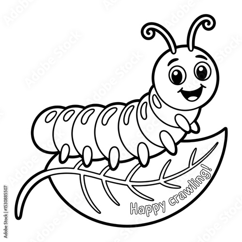 A beautiful line drawing caterpillar coloring page