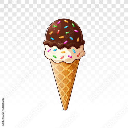 Ice cream and waffle cup. Vector tasty ice cream. Ice cream icon. Cold desert. Ice cream shop banner. Vector illustration. Street Fast Food. Logo template. Dripping chocolate. Sweet dessert. Food 