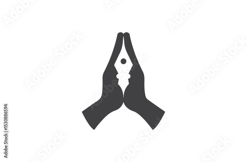 Support, care, beauty hand gesture. Vector icon. Handshake Logo. Two Hands Make a Deal in Blue and Green Circle Shape isolated on White Background. Usable for Business and Cooperation Logos. Two hands