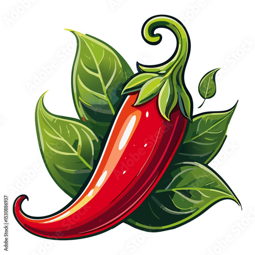 Hot chili pepper vector color illustration. Image of red spice on isolated background for packaging and design