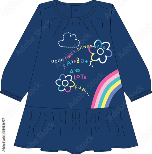baby frocks rainbow print illustrations vector art