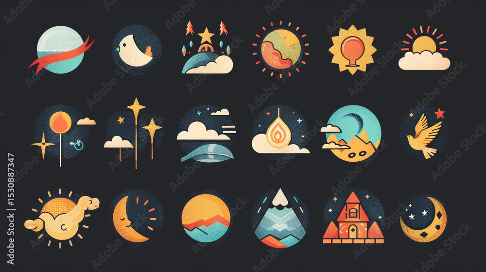 Naklejka premium These visual elements are effective when used as icons or symbols, especially in vector graphics for their scalability and clarity