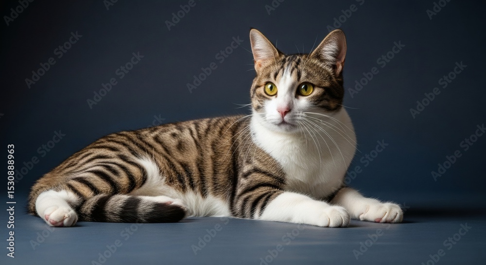 Fototapeta premium Beautiful tabby cat portrait feline pet animal domestic cat