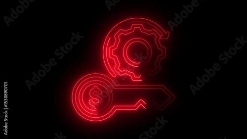Abstract setting dollar and key icon, neon setting dollar holding key icon. setting holding setting dollar key icon with clipping path Real. dollar key animation getting a new and the key