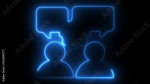 Neon message and two man icon animation on with dark background. video animated.