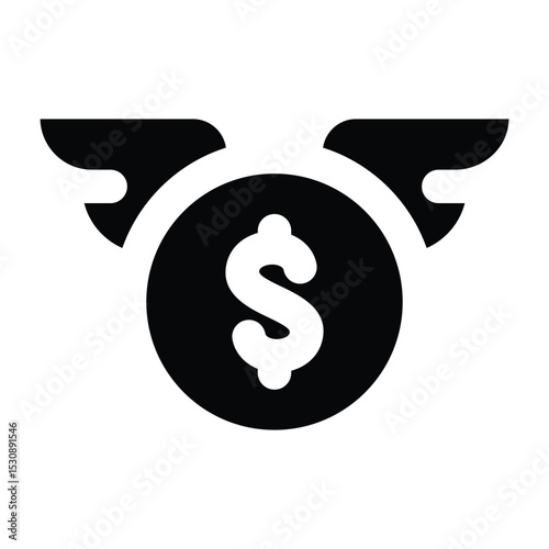 Simple Flying Money glyph icon. The icon can be used for websites, print templates, presentation templates, illustrations, etc	
