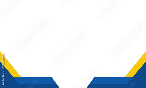 Geometric background design with bold blue and yellow angular borders and a clean white center. Perfect for business templates, digital graphics, modern presentations, or web use.