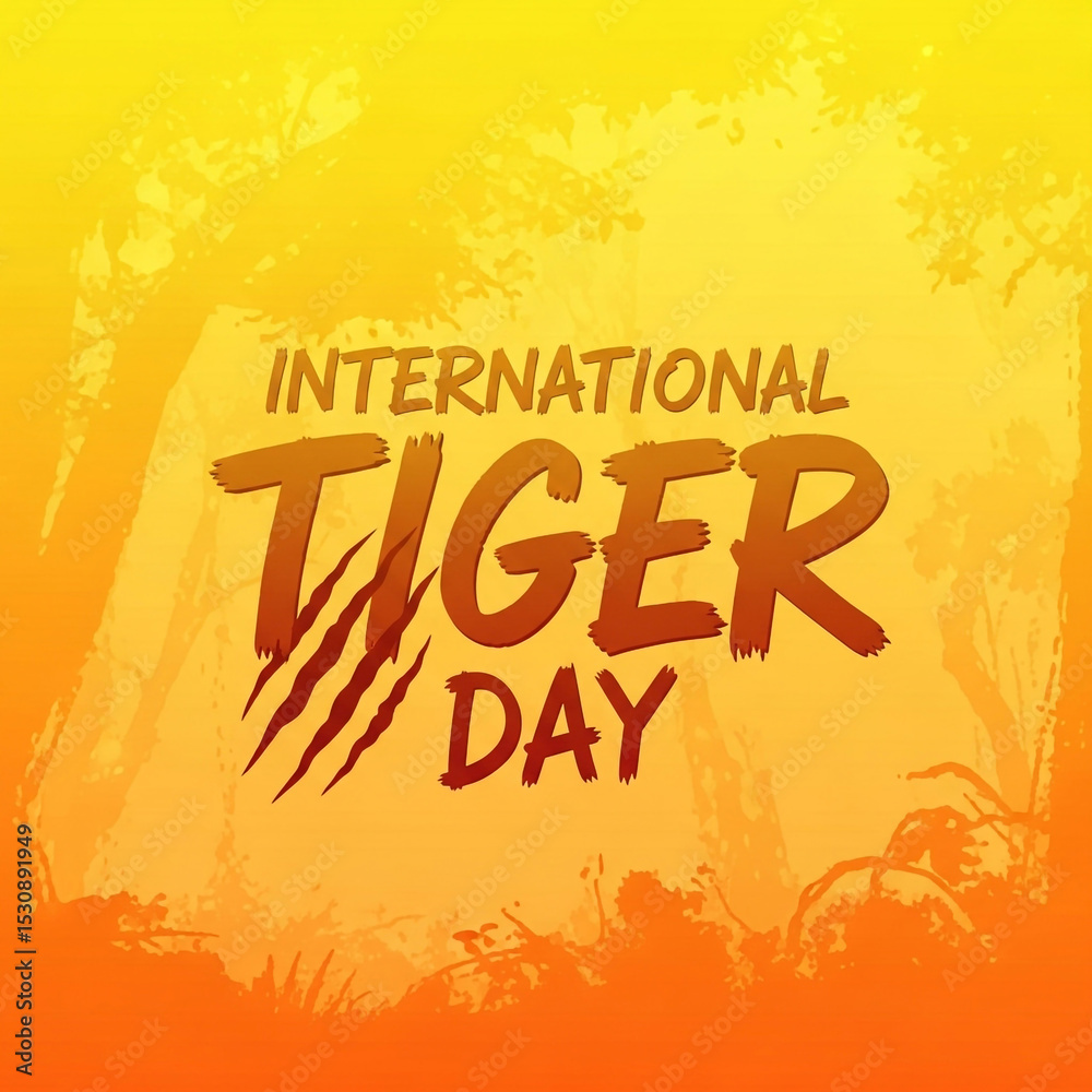 Fototapeta premium International Tiger Day Orange Background