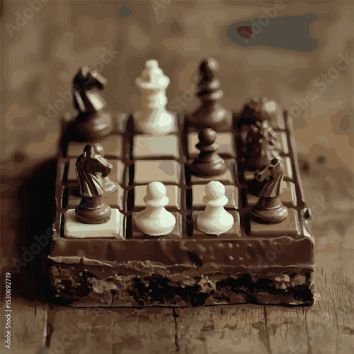 chocolate chess board with chess,color vector
