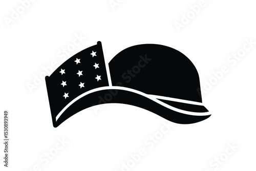 Patriotic cap and American flag vector art illustration
