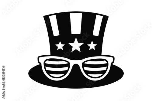 Patriotic hat and glasses illustration vector art illustration