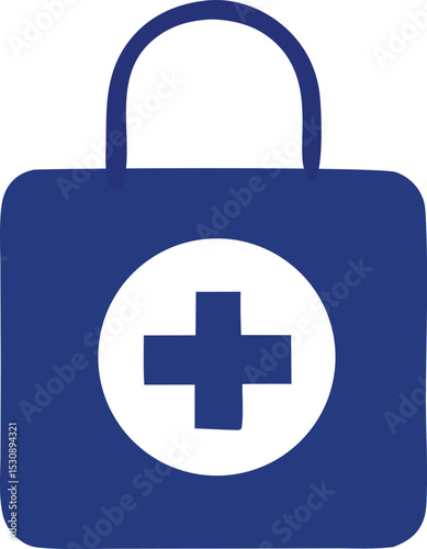 Simple blue medical kit icon illustration with a white cross