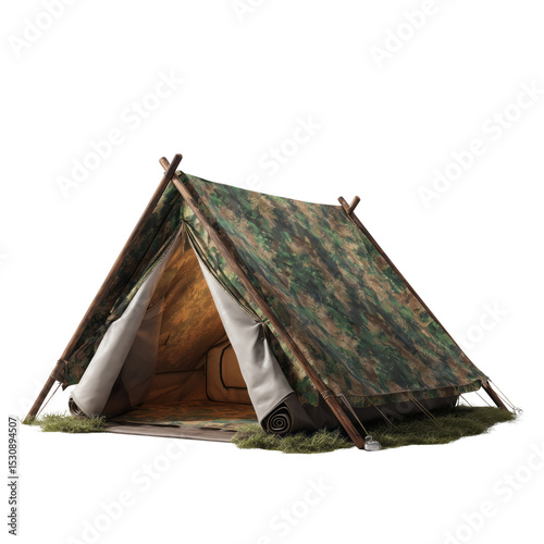 Camping tent in nature outdoor adventure transparent background natural environment isolated view