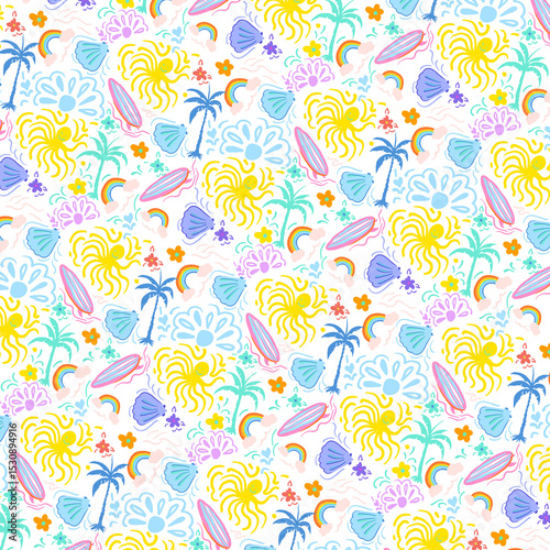 seamless pattern summer with flowers
