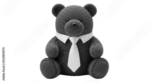 Isolated Gray Teddy Bear in Suit