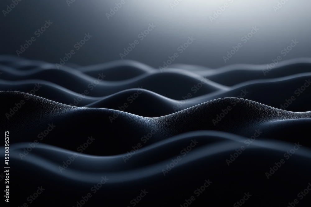 Fototapeta premium Dark, abstract wave pattern illuminated, with textured, undulating surface. Use as background for science, tech, or conceptual projects.