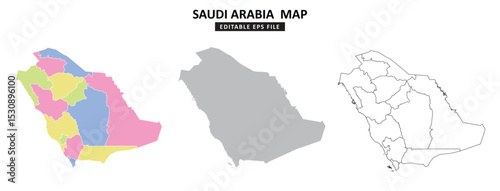 map variations are colour coded by regions, solid grey silhouette and outlined with regional borders.	
