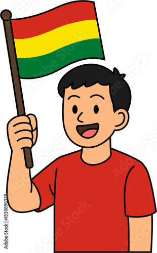 A man is holding the Bolivia flag