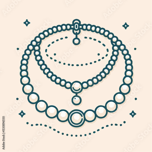 pearl necklace design, elegant jewelry illustration, minimalist style
