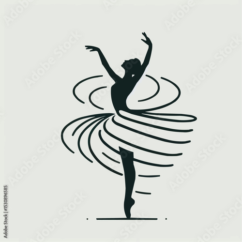 twirling ballet dancer illustration, graceful movement, elegant pose, artistic expression 
