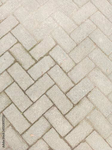 Gray Brick Paving Pattern in Outdoor Walkway or Patio