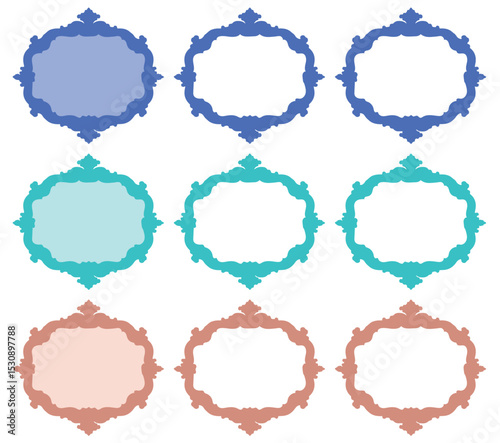 set of Iranian Art Design Text Box Floral Vector
