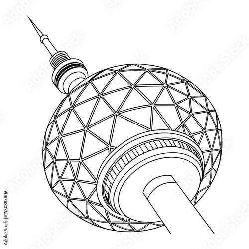Berlin TV Tower (Berliner Fernsehturm) Line Art Illustration