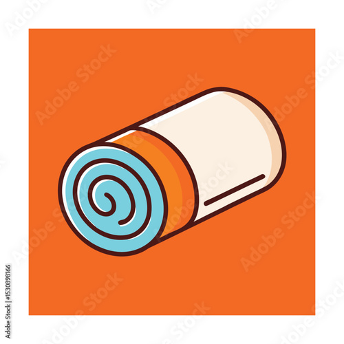 Rolled up yoga mat in vibrant colors with a simple and clean illustration style.