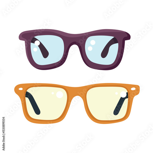 Reading glasses. Flat vector clipart, illustration with isolated background.