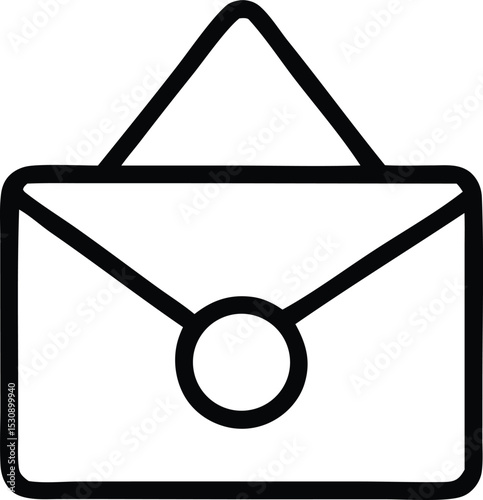 Simple black and white envelope icon with a hanging triangle top
