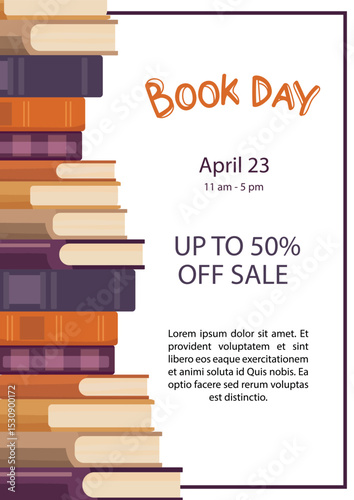 Books flyers. Flat vector clipart, illustration with isolated background.