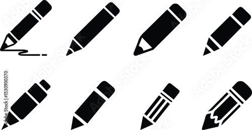 Pencil and Writing Tool Icons Set - Education and Creativity vector illustration