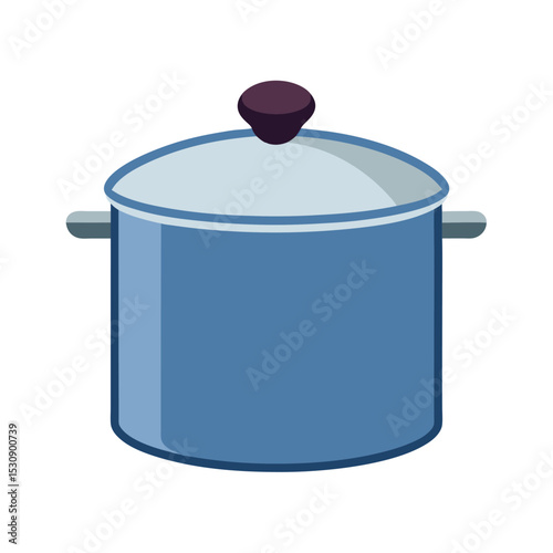 Isolated blue cooking pot illustration with lid perfect for culinary and kitchen themed designs
